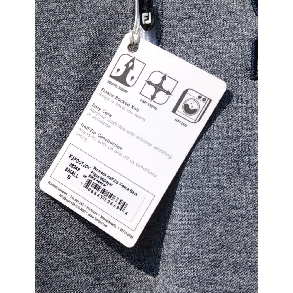 FootJoy Womens Half Zip Fleece Golf Pique Midlayer Black Heather SC Logo Small - Picture 4 of 9